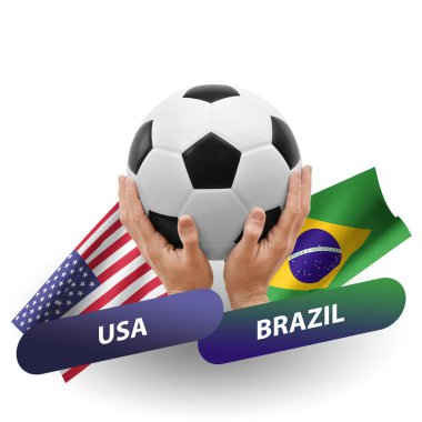Soccer football competition match, national teams usa vs brazil