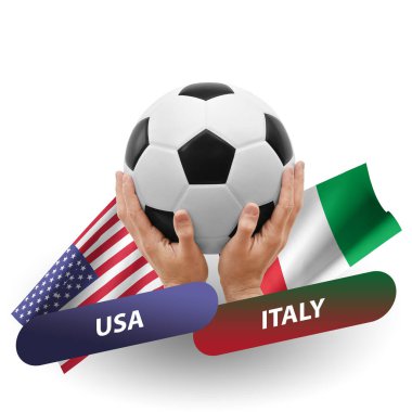 Soccer football competition match, national teams usa vs italy