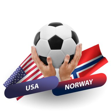 Soccer football competition match, national teams usa vs norway