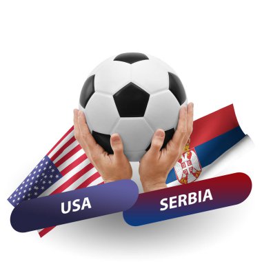 Soccer football competition match, national teams usa vs serbia