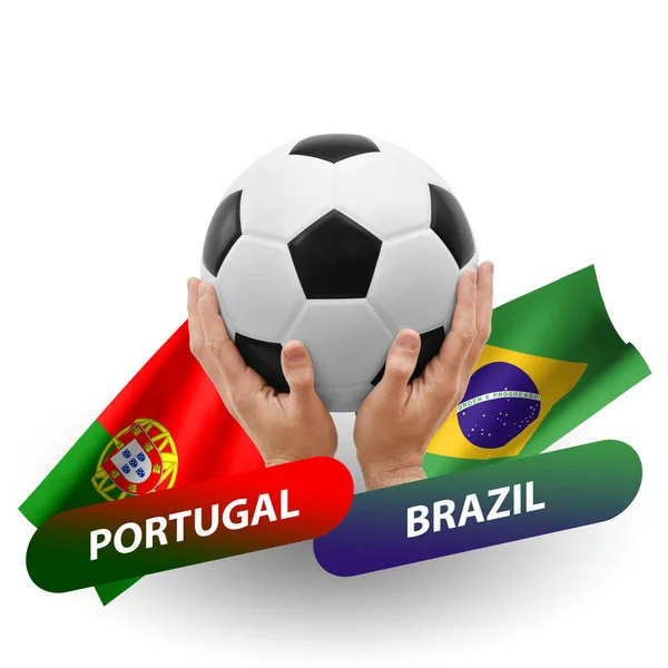 Soccer Football Competition Match National Teams Portugal Brazil —  Fotos de Stock