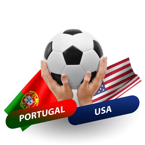 Ποδόσφαιρο Αγώνα Ποδοσφαίρου Εθνικές Ομάδες Portugal Ηπα — Φωτογραφία Αρχείου