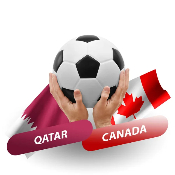 サッカーの試合 代表チームのカタール対カナダ — ストック写真