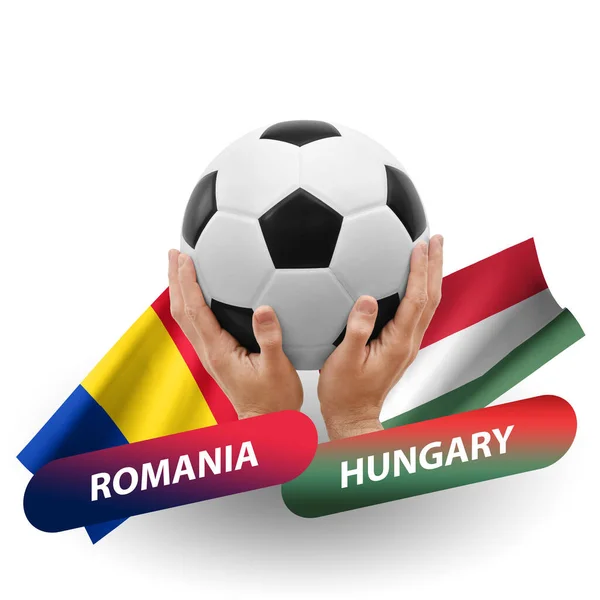 Soccer Football Competition Match National Teams Romania Hungary — Stockfoto