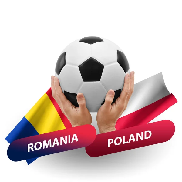 Soccer Football Competition Match National Teams Romania Poland — Φωτογραφία Αρχείου
