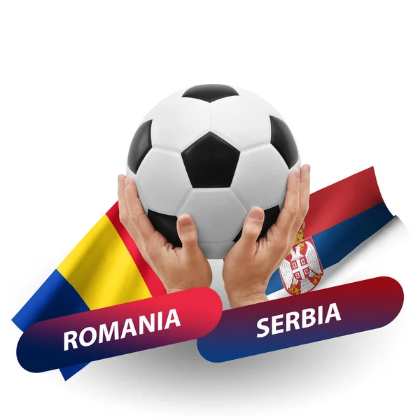 Soccer Football Competition Match National Teams Romania Serbia — Photo