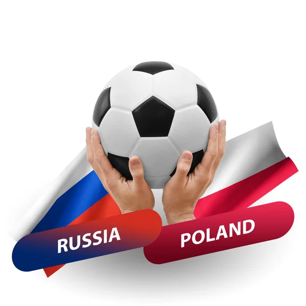Soccer Football Competition Match National Teams Russia Poland — Stockfoto