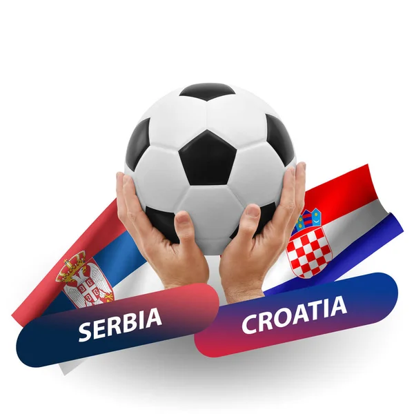 Soccer Football Competition Match National Teams Serbia Croatia — Stockfoto