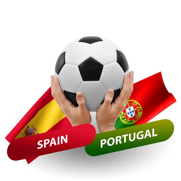 Soccer Football Competition Match National Teams Spain Portugal — Stockfoto