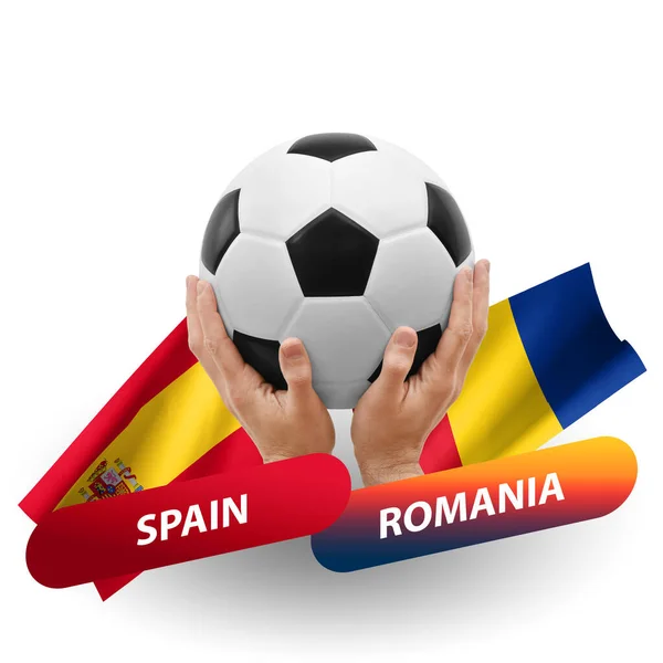 Soccer Football Competition Match National Teams Spain Romania — Φωτογραφία Αρχείου