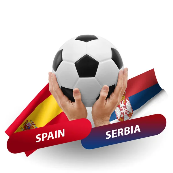 Soccer Football Competition Match National Teams Spain Serbia — Fotografia de Stock