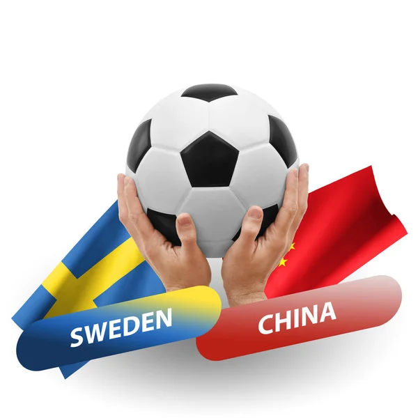 サッカーの試合 ナショナルチームのスウェーデン対中国 — ストック写真