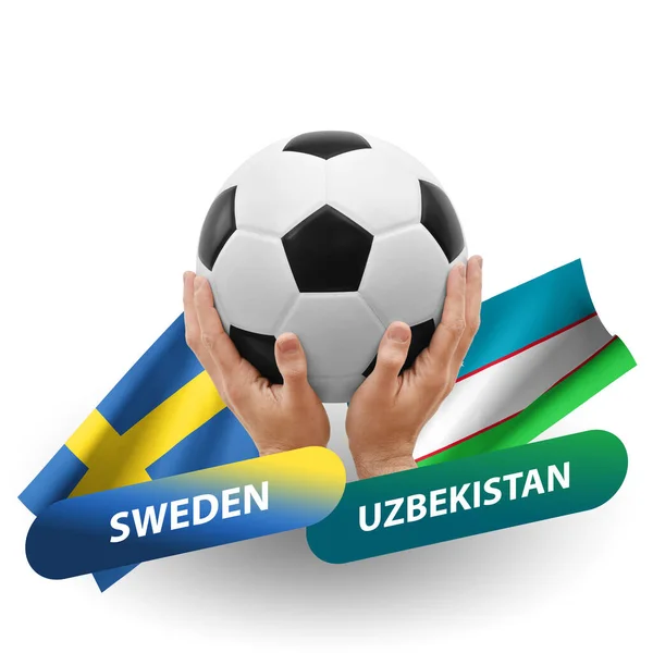 Soccer Football Competition Match National Teams Sweden Uzbekistan — Fotografia de Stock
