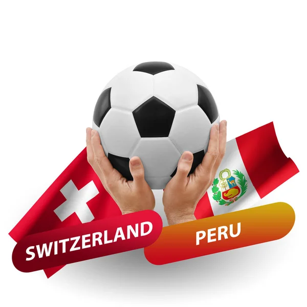 サッカーの試合 スイス代表対ペルー — ストック写真