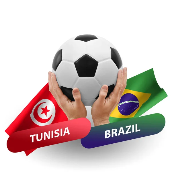 Soccer Football Competition Match National Teams Tunisia Brazil — Stock Photo, Image