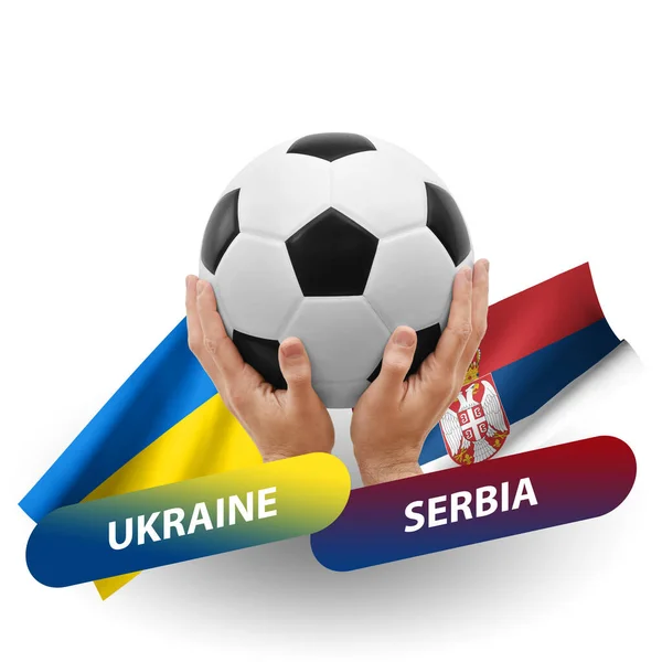 Soccer Football Competition Match National Teams Ukraine Serbia — Stockfoto