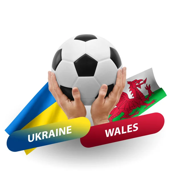 Soccer Football Competition Match National Teams Ukraine Wales — Stockfoto