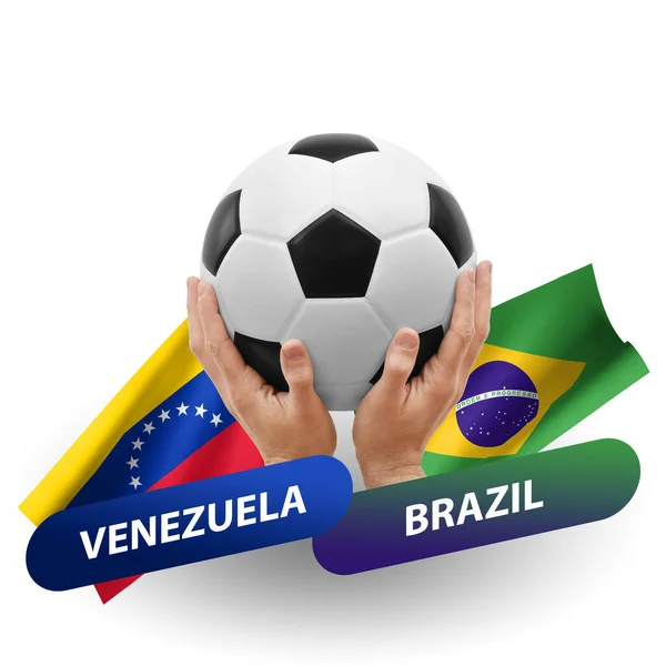 Soccer Football Competition Match National Teams Venezuela Brazil — стоковое фото