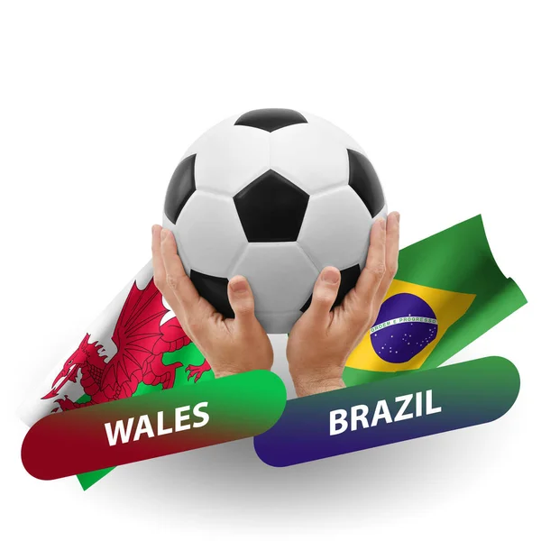 Fútbol Partido Competición Fútbol Las Selecciones Nacionales Wales Brasil —  Fotos de Stock