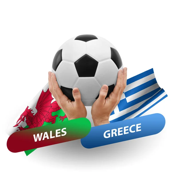 Soccer Football Competition Match National Teams Wales Greece — 图库照片