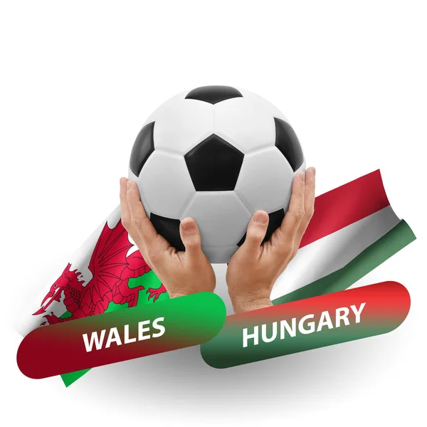 Soccer Football Competition Match National Teams Wales Hungary — Stockfoto