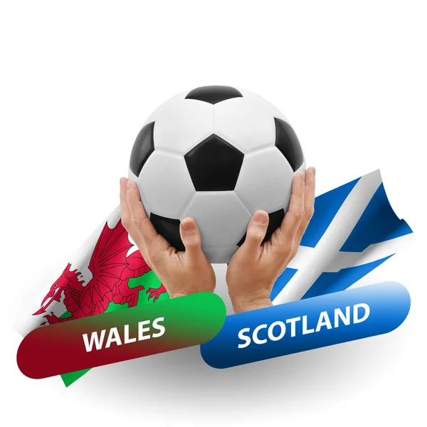 Soccer Football Competition Match National Teams Wales Scotland – stockfoto