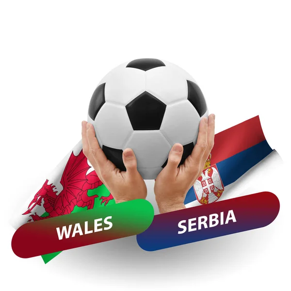 Soccer Football Competition Match National Teams Wales Serbia — Stockfoto