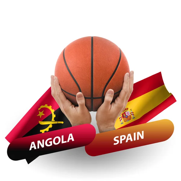 Partido Competencia Baloncesto Equipos Nacionales Angola España — Foto de Stock