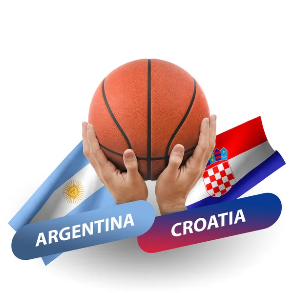 Basketball Competition Match National Teams Argentina Croatia — стокове фото