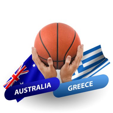 Basketball competition match, national teams australia vs greece