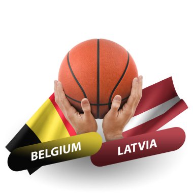 Basketball competition match, national teams belgium vs latvia