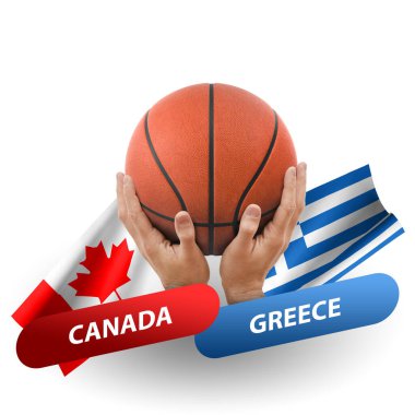 Basketball competition match, national teams canada vs greece