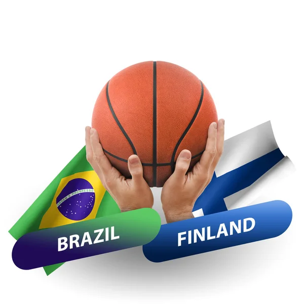 Basketball Competition Match National Teams Brazil Finland — Fotografia de Stock