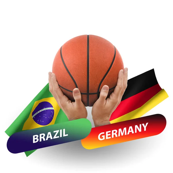 Basketball Competition Match National Teams Brazil Germany — стокове фото