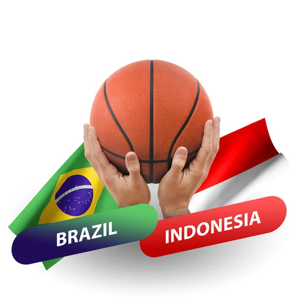 Basketball Competition Match National Teams Brazil Indonesia — Foto de Stock