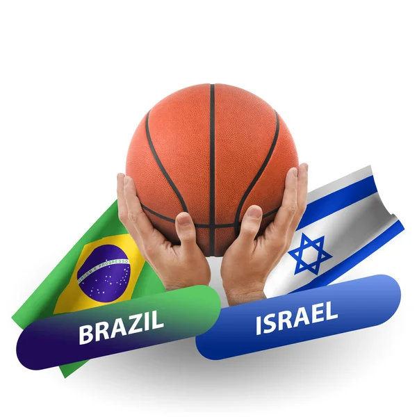 Basketball Competition Match National Teams Brazil Israel — Zdjęcie stockowe