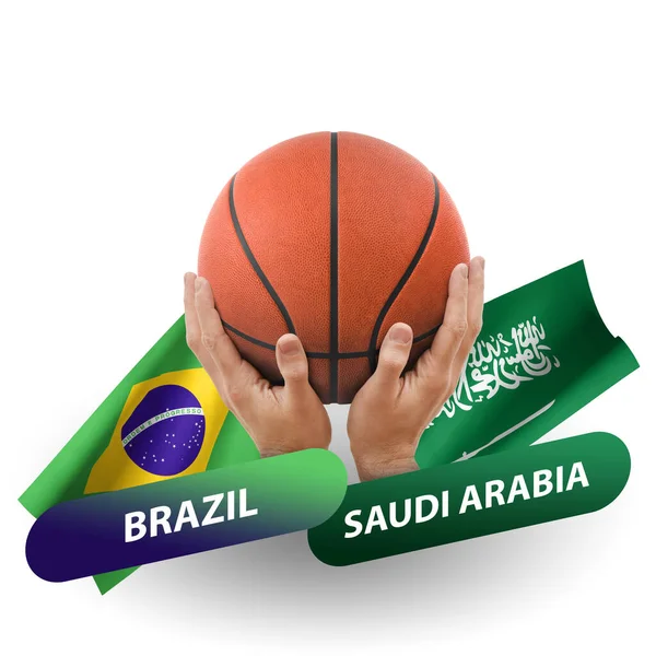 Basketball Competition Match National Teams Brazil Saudi Arabia — Stockfoto