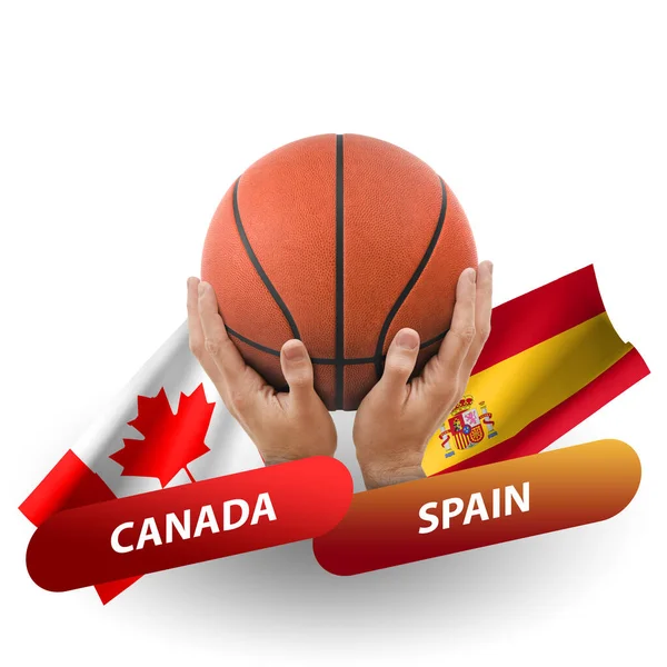 Basketball Competition Match National Teams Canada Spain — Stockfoto