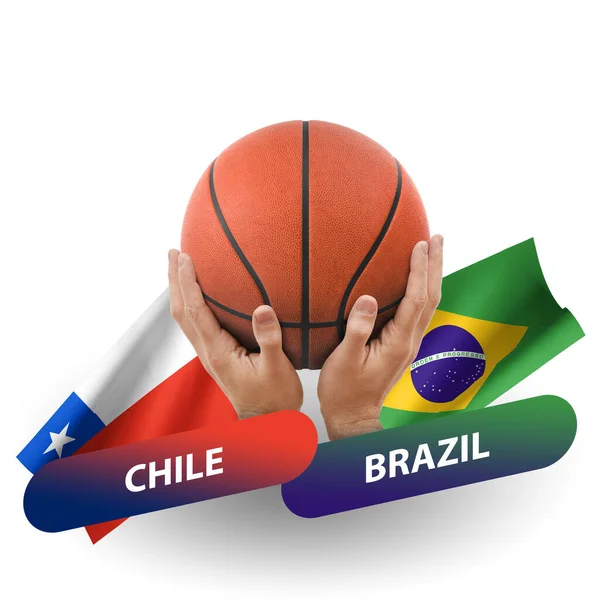 Αγώνας Μπάσκετ Εθνικές Ομάδες Chile Brazil — Φωτογραφία Αρχείου