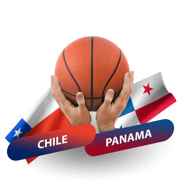 Partido Competencia Baloncesto Equipos Nacionales Chile Panama —  Fotos de Stock
