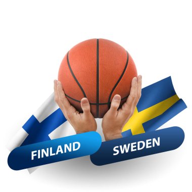 Basketball competition match, national teams finland vs sweden