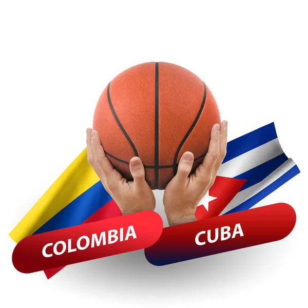 Partido Competición Baloncesto Equipos Nacionales Colombia Cuba — Foto de Stock