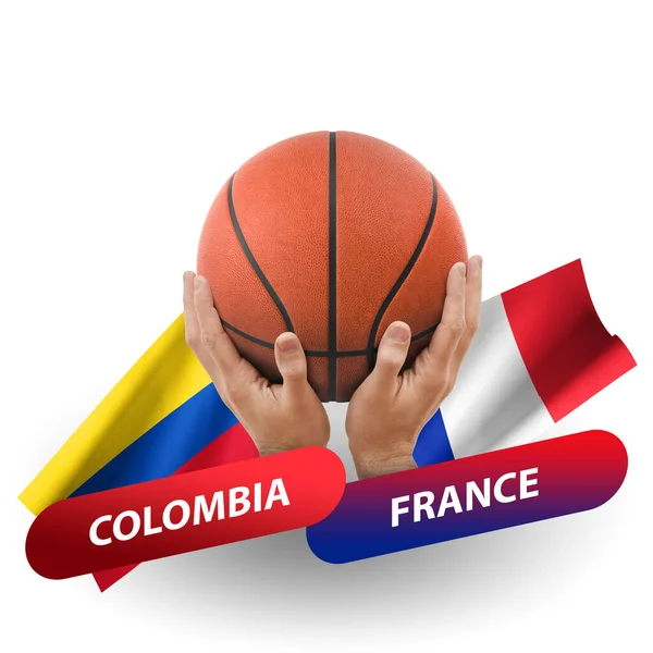 Basketball Competition Match National Teams Colombia France — стоковое фото