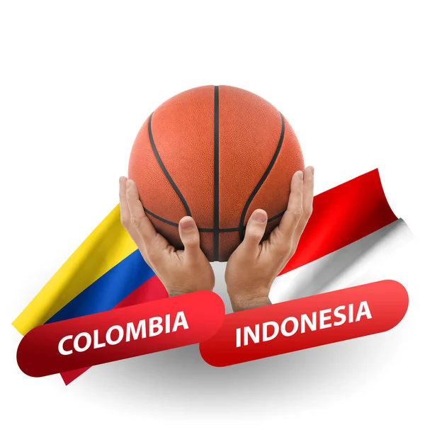 Partido Competencia Baloncesto Equipos Nacionales Colombia Indonesia — Foto de Stock