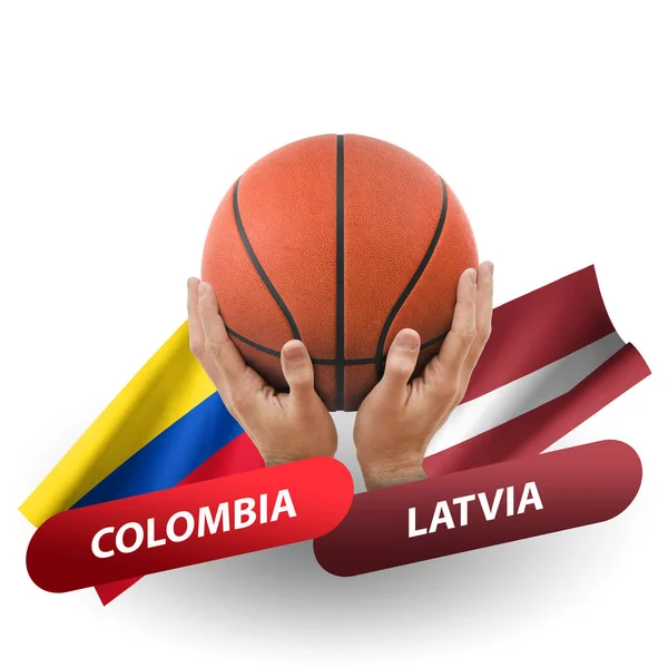 Partido Competencia Baloncesto Equipos Nacionales Colombia Latvia — Foto de Stock