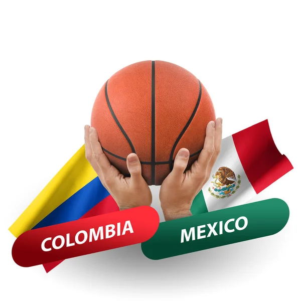 Basketball Competition Match National Teams Colombia Mexico — стоковое фото