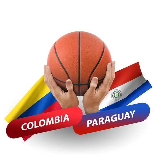 Partido Competencia Baloncesto Equipos Nacionales Colombia Paraguay — Foto de Stock