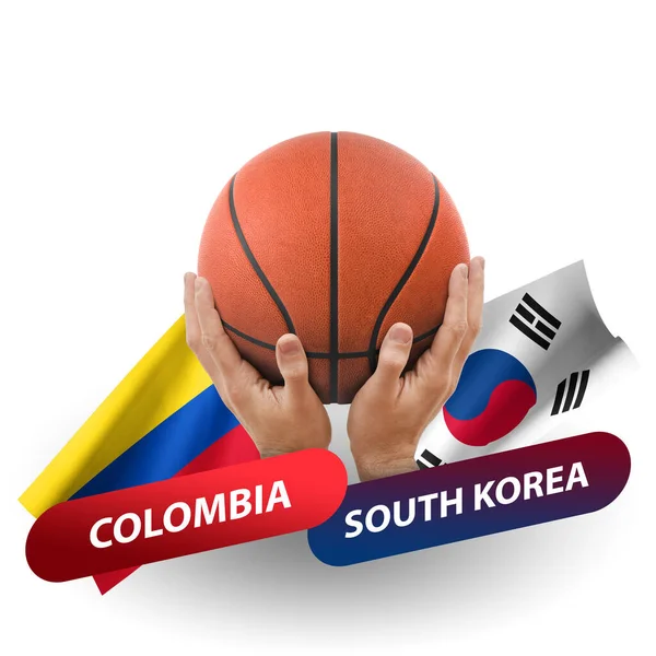 Partido Competencia Baloncesto Equipos Nacionales Colombia Corea Del Sur — Foto de Stock