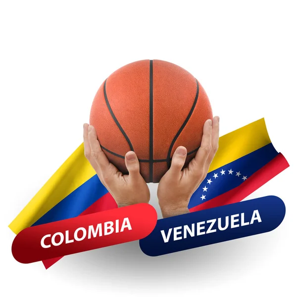Partido Competencia Baloncesto Equipos Nacionales Colombia Venezuela — Foto de Stock