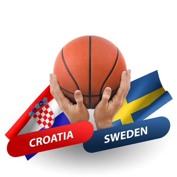 Basketball Competition Match National Teams Croatia Sweden — Stock Photo, Image